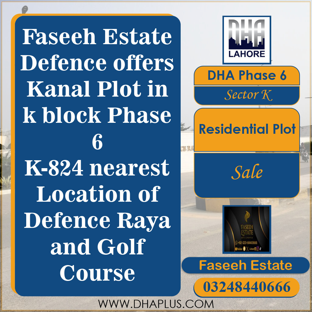 1 Kanal Residential Plot for Sale in Sector K, DHA Phase 6, Lahore - (BP-50277)
