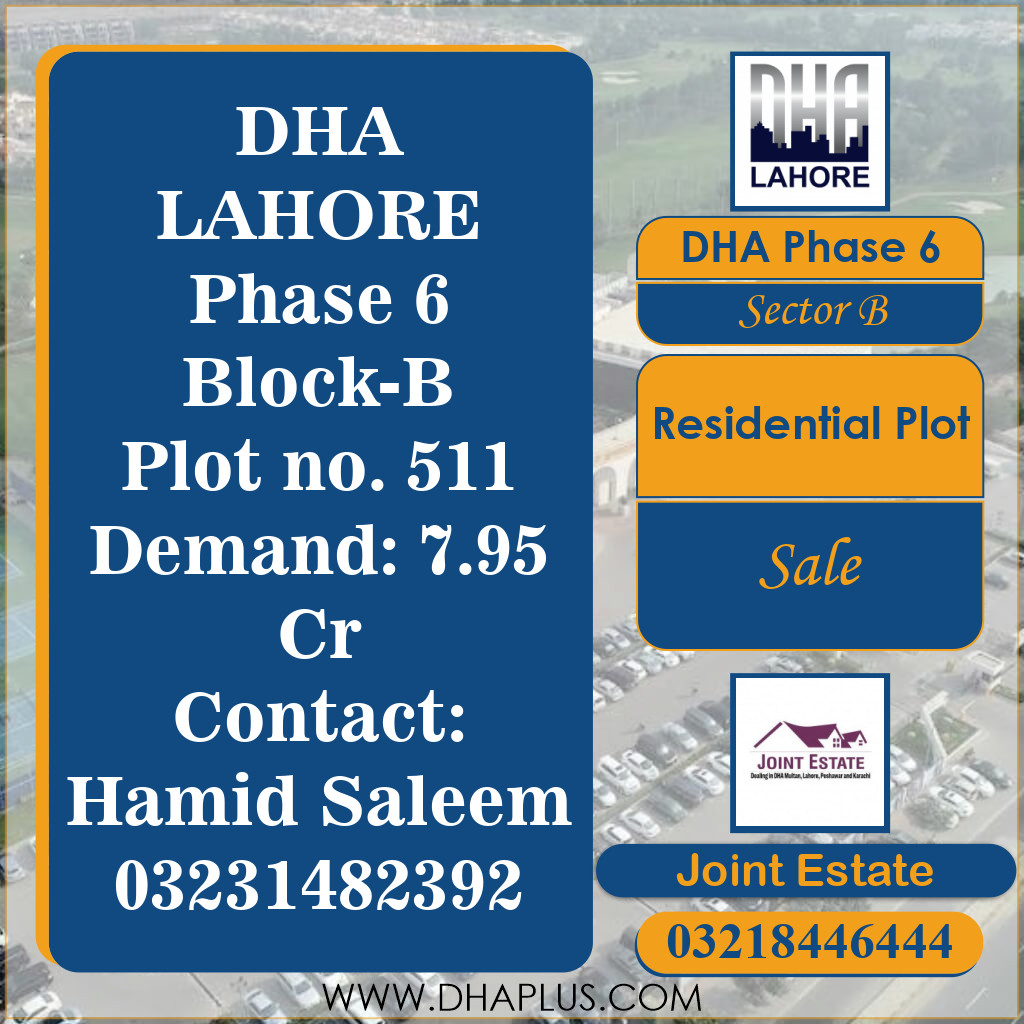1 Kanal Residential Plot for Sale in Sector B, DHA Phase 6, Lahore - (BP-50416)
