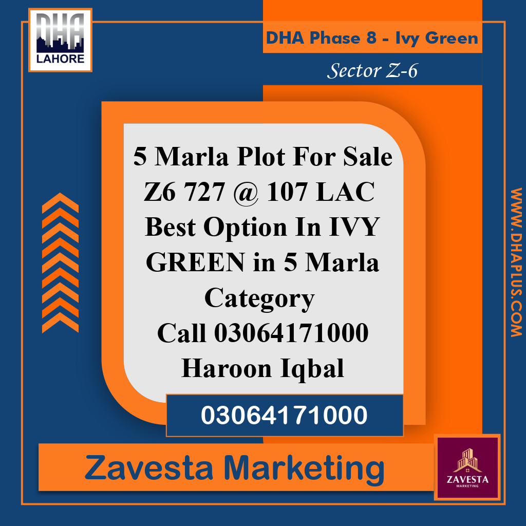 5 Marla Residential Plot for Sale in Sector Z-6, DHA Phase 8 - Ivy Green, Lahore - (BP-50604)