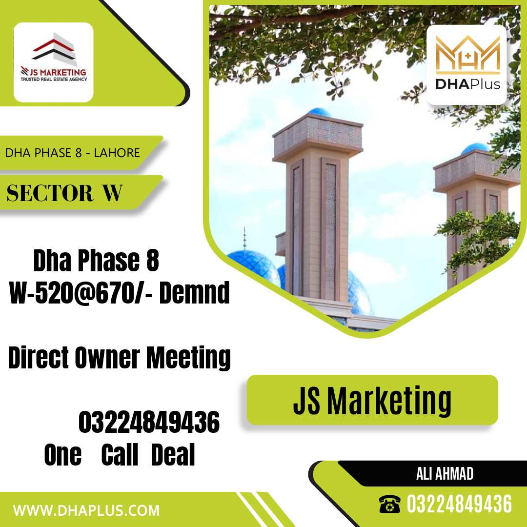 1 Kanal Residential Plot for Sale in Sector W, DHA Phase 8, Lahore - (BP-50741)