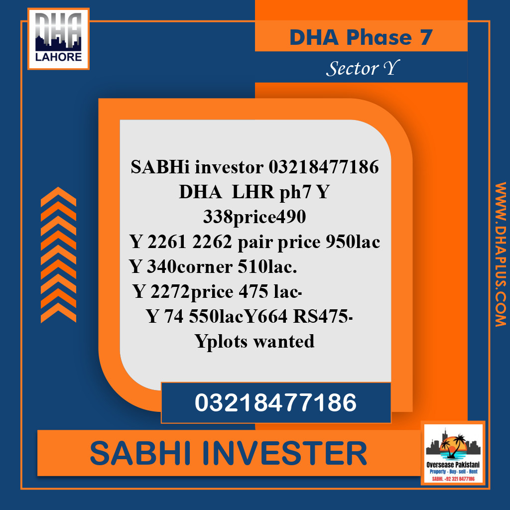 1 Kanal Required Residential Plot in Sector Y, DHA Phase 7, Lahore - (BP-50848)