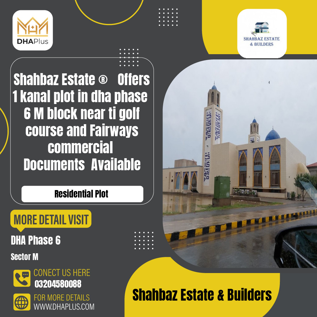 1 Kanal Residential Plot for Sale in Sector M, DHA Phase 6, Lahore - (BP-50857)