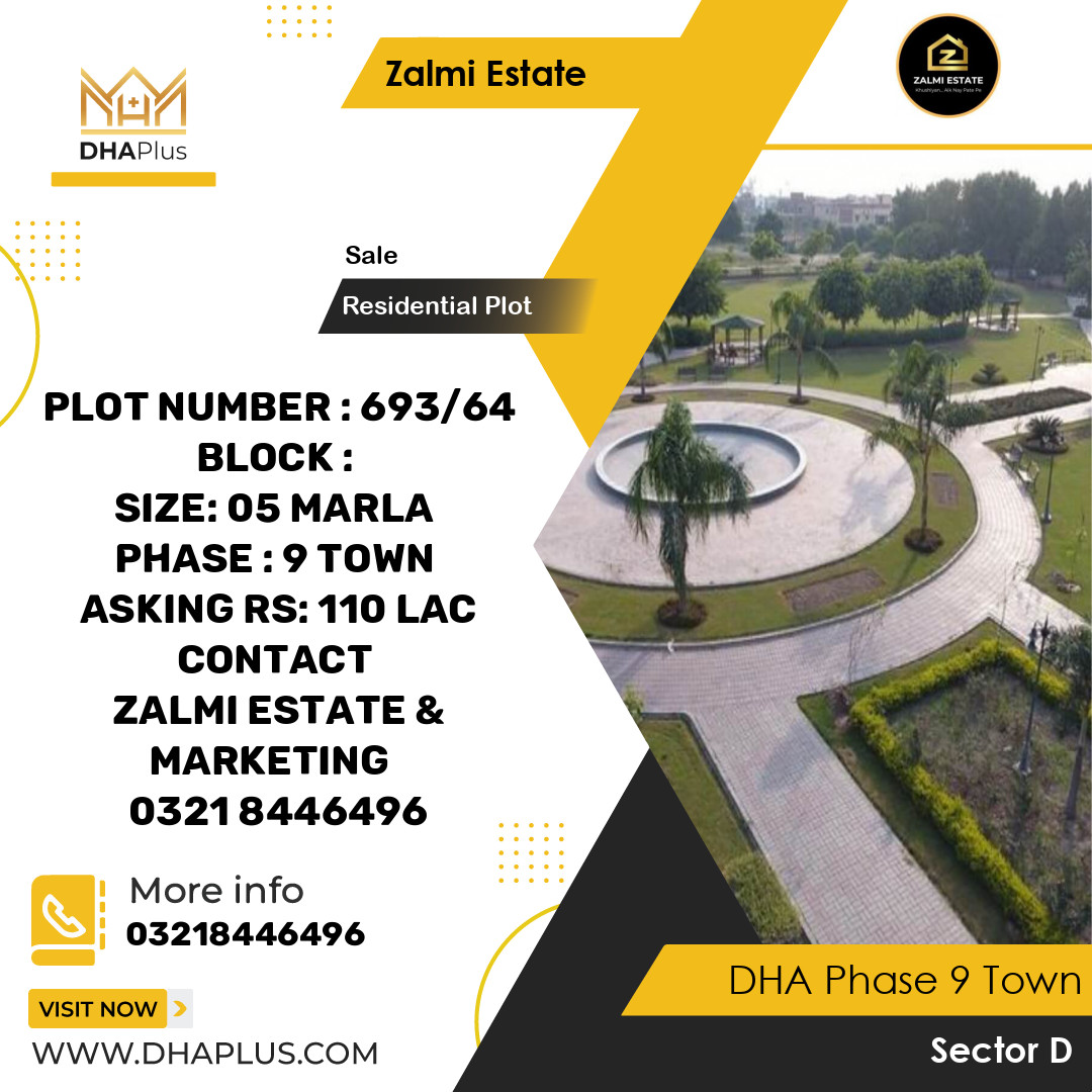 5 Marla Residential Plot for Sale in Sector D, DHA Phase 9 Town, Lahore - (BP-50917)