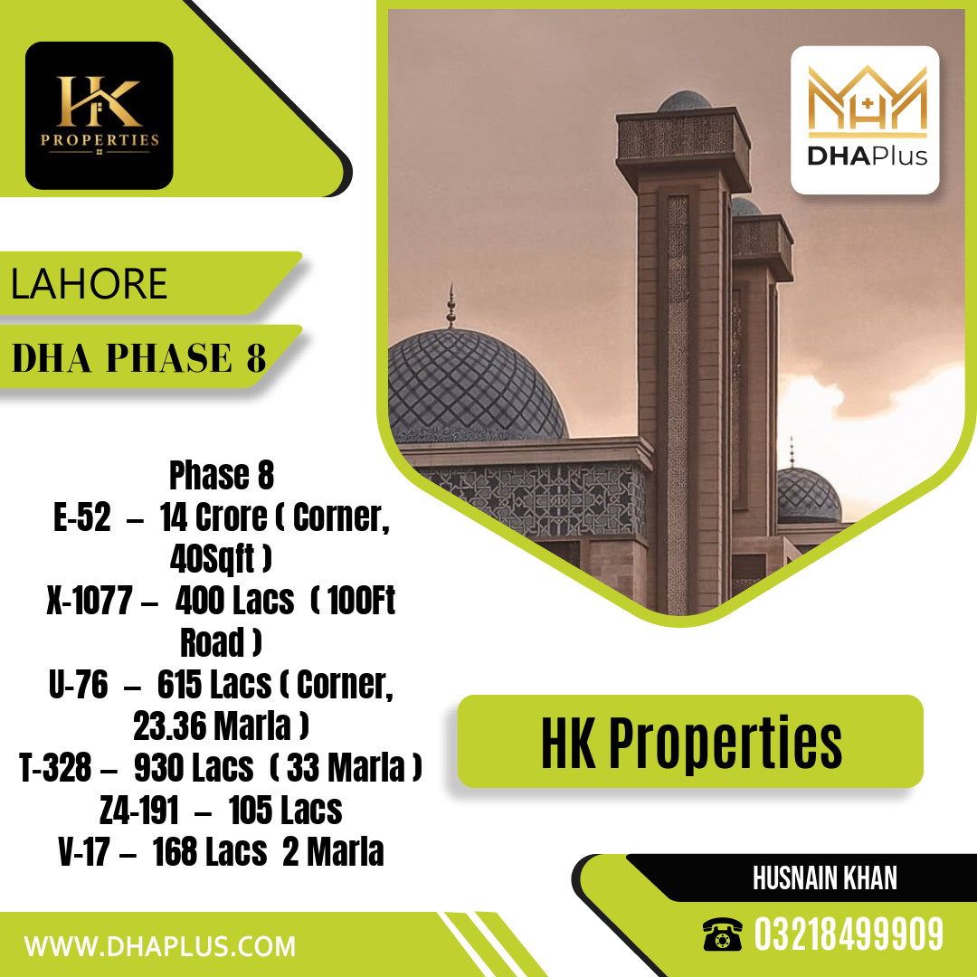 1 Kanal Residential Plot for Sale in DHA Phase 8, Lahore - (BP-51050)