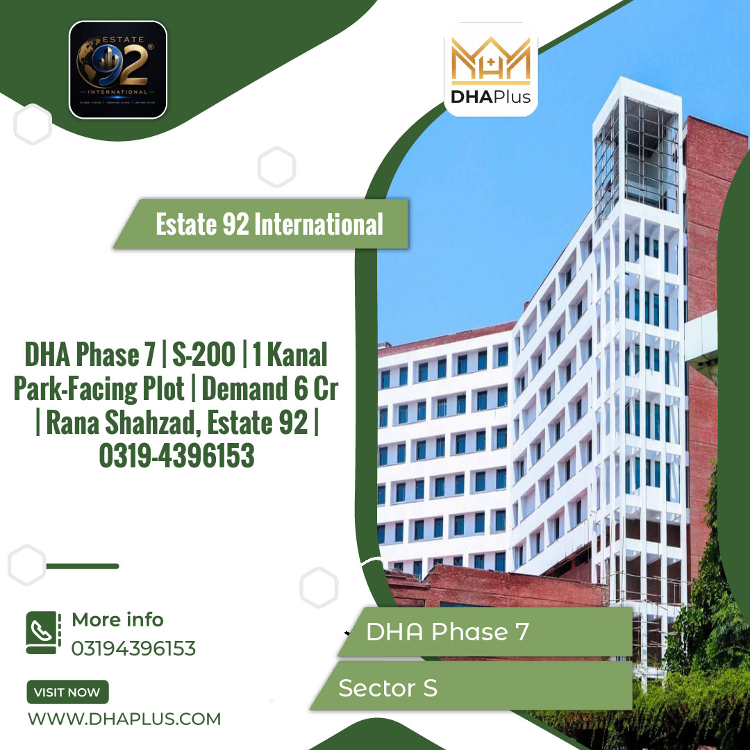 1 Kanal Residential Plot for Sale in Sector S, DHA Phase 7, Lahore - (BP-51087)