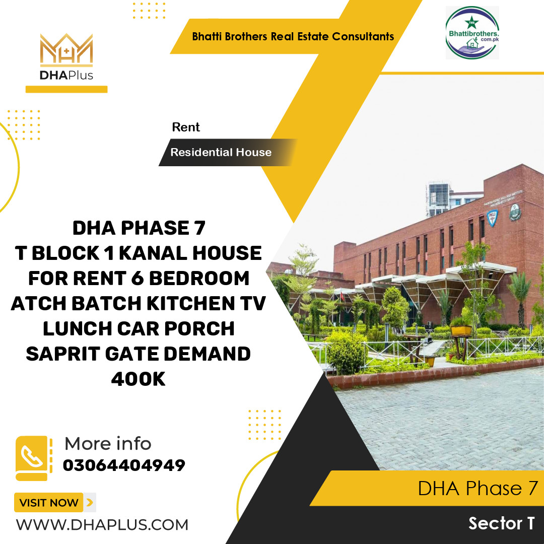 1 Kanal Residential House for Rent in Sector T, DHA Phase 7, Lahore - (BP-51154)
