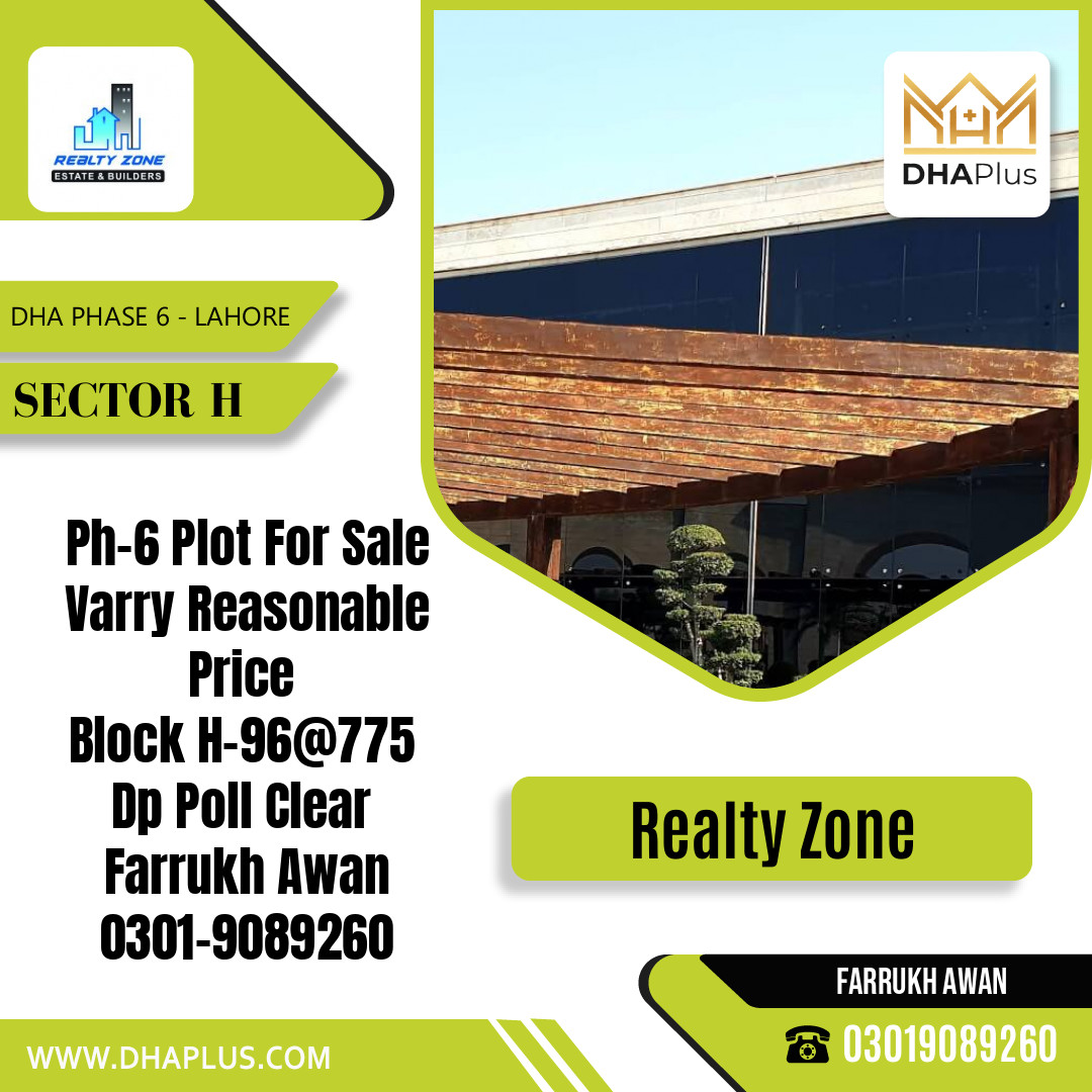 20 Marla Residential Plot for Sale in Sector H, DHA Phase 6, Lahore - (BP-51249)