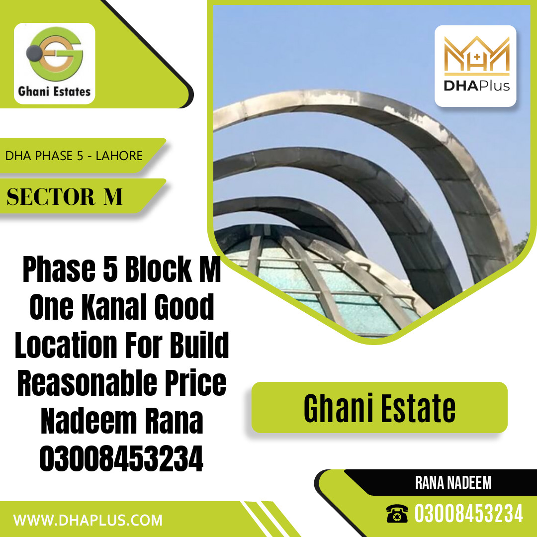 1 Kanal Residential Plot for Sale in Sector M, DHA Phase 5, Lahore - (BP-51339)
