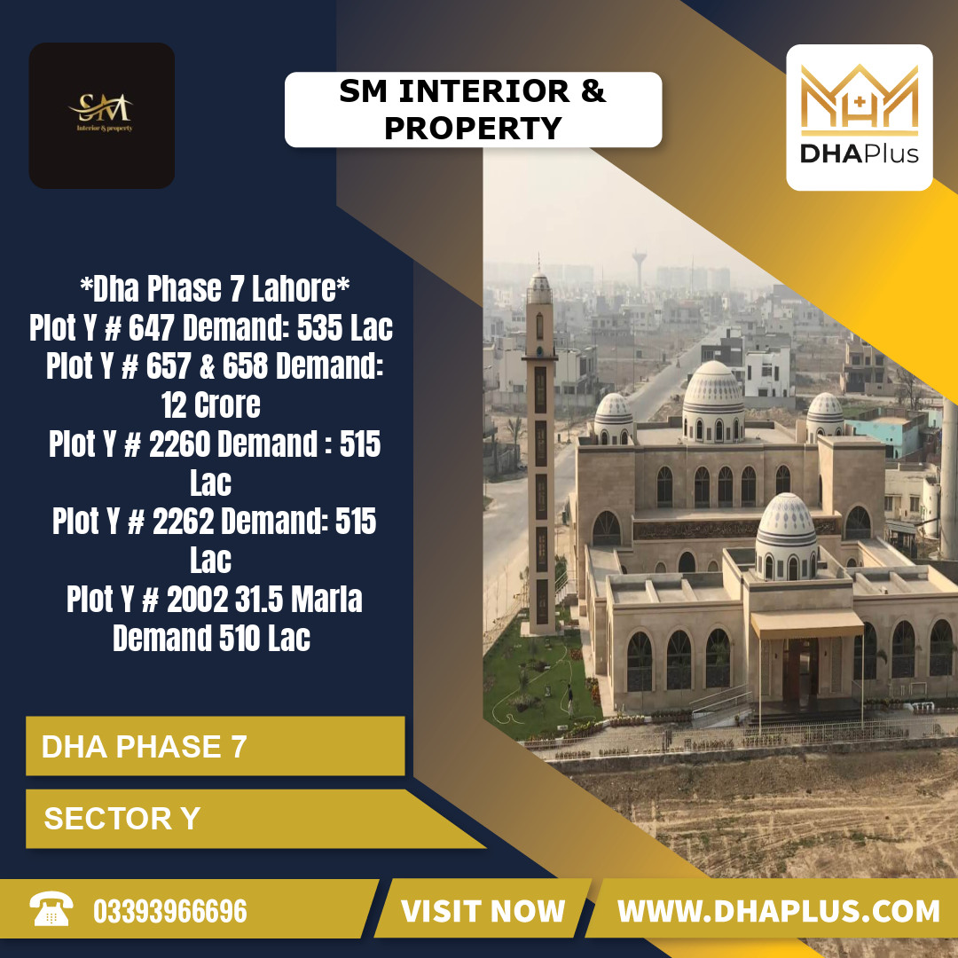 1 Kanal Residential Plot for Sale in Sector Y, DHA Phase 7, Lahore - (BP-51462)