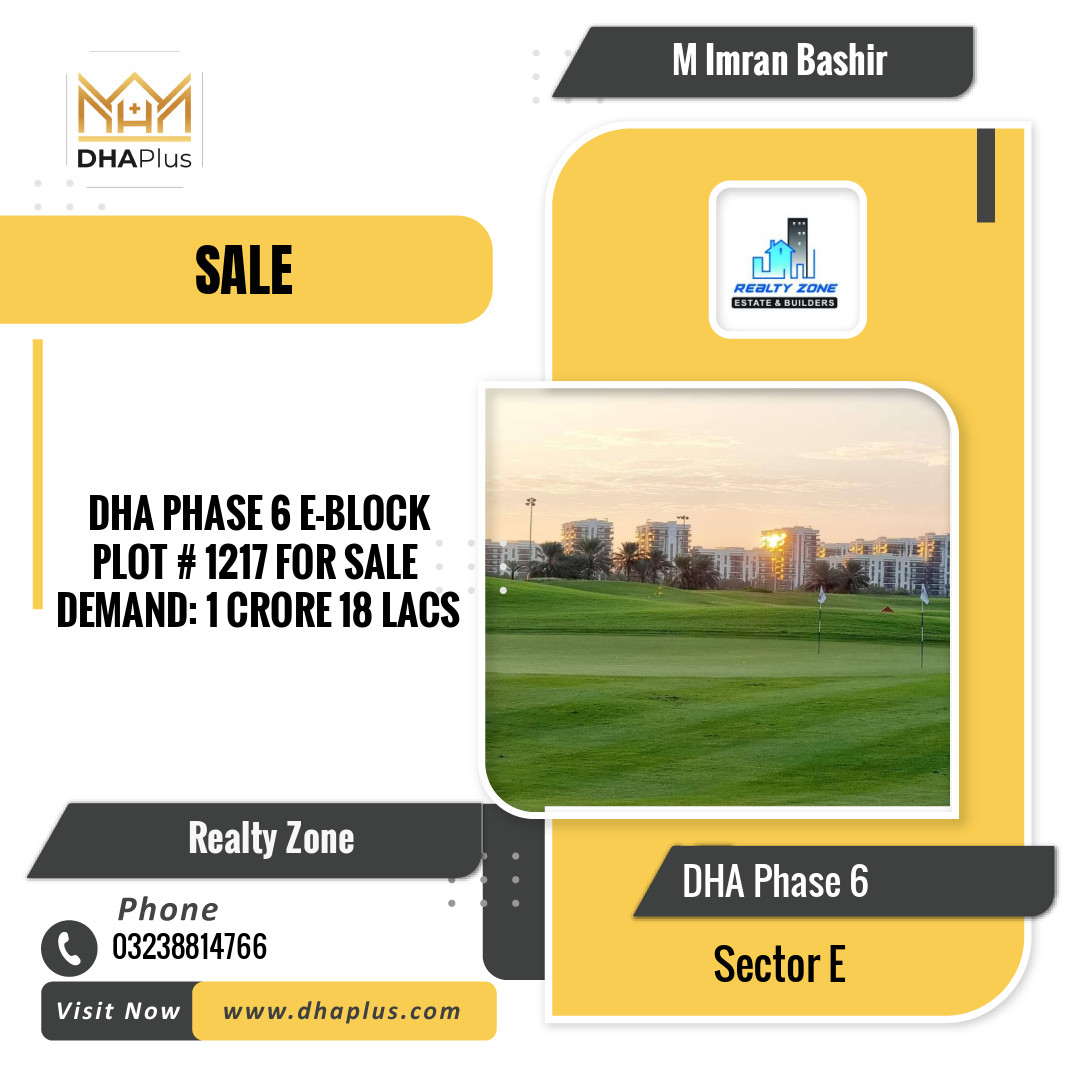 5 Marla Residential Plot for Sale in Sector E, DHA Phase 6, Lahore - (BP-51614)