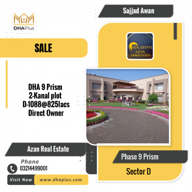 2 Kanal Residential Plot for Sale in Sector D -  Phase 9 Prism, Lahore - (DP-36791)