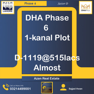 1 Kanal Residential Plot for Sale in Sector D -  Phase 6, Lahore - (DP-36816)