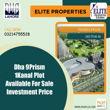 20 Marla Residential Plot for Sale in Sector M -  Phase 9 Prism, Lahore - (DP-36840)
