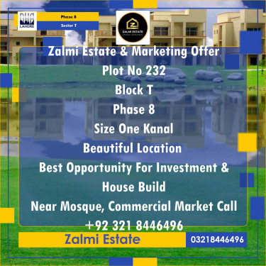 22 Marla Residential Plot for Sale in Sector T -  Phase 8, Lahore - (DP-36908)