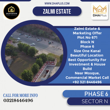 20 Marla Residential Plot for Sale in Sector N -  Phase 6, Lahore - (DP-36914)