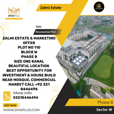 20 Marla Residential Plot for Sale in Sector W -  Phase 8, Lahore - (DP-36919)