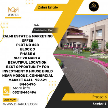 20 Marla Residential Plot for Sale in Sector J -  Phase 6, Lahore - (DP-36934)