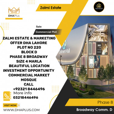 4 Marla Commercial Plot for Sale in Broadway Commercial D -  Phase 8, Lahore - (DP-36947)