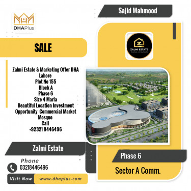 4 Marla Commercial Plot for Sale in Sector A Commercial -  Phase 6, Lahore - (DP-36952)