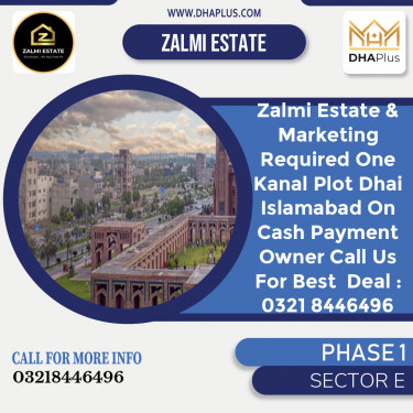 20 Marla Required Residential Plot in Sector E -  Phase 1, Islamabad - (DP-36968)