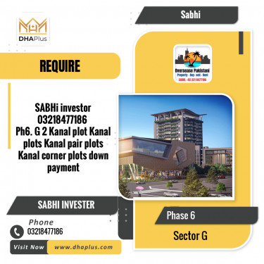 2 Kanal Required Residential Plot in Sector G -  Phase 6, Lahore - (DP-37029)