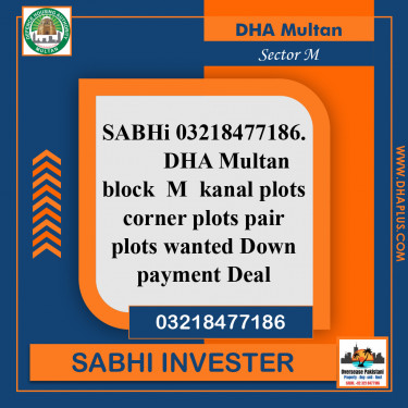 1 Kanal Required Residential Plot in Sector M -  DHA Multan, Multan - (DP-37030)