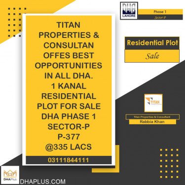 1 Kanal Residential Plot for Sale in Sector P -  Phase 1, Lahore - (DP-37035)