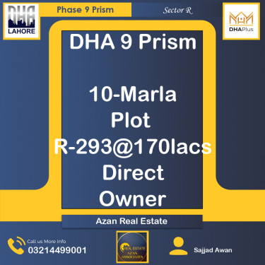 10 Marla Residential Plot for Sale in Sector R -  Phase 9 Prism, Lahore - (DP-37102)