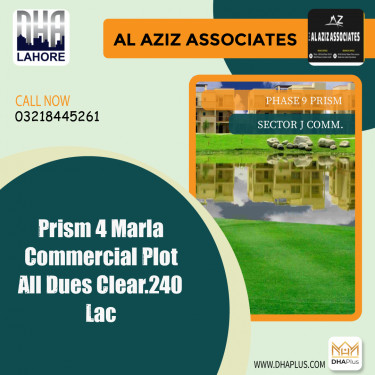 4 Marla Commercial Plot for Sale in Sector J Commercial -  Phase 9 Prism, Lahore - (DP-37113)
