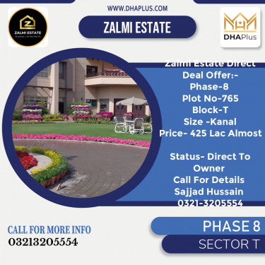 1 Kanal Residential Plot for Sale in Sector T -  Phase 8, Lahore - (DP-37114)