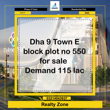 5 Marla Residential Plot for Sale in Sector E -  Phase 9 Town, Lahore - (DP-37129)