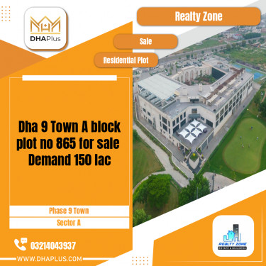9 Marla Residential Plot for Sale in Sector A -  Phase 9 Town, Lahore - (DP-37130)