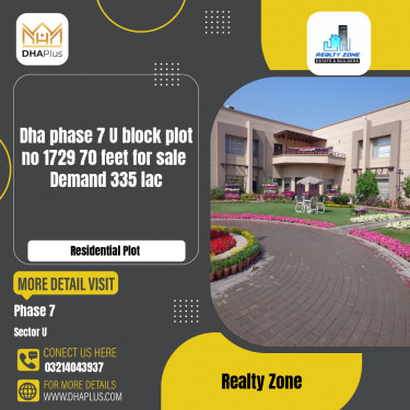 1 Kanal Residential Plot for Sale in Sector U -  Phase 7, Lahore - (DP-37149)