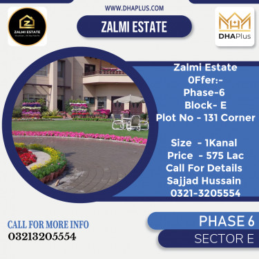 1 Kanal Residential Plot for Sale in Sector E -  Phase 6, Lahore - (DP-37157)