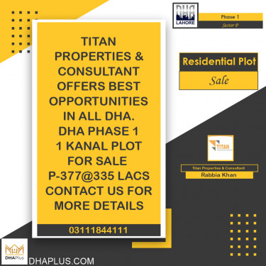 1 Kanal Residential Plot for Sale in Sector P -  Phase 1, Lahore - (DP-37237)