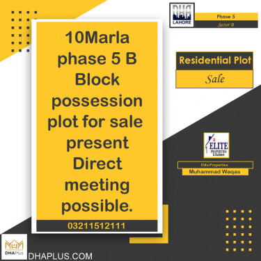 10 Marla Residential Plot for Sale in Sector B -  Phase 5, Lahore - (DP-37440)