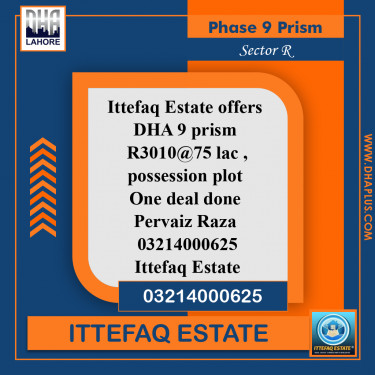 5 Marla Residential Plot for Sale in Sector R -  Phase 9 Prism, Lahore - (DP-37469)