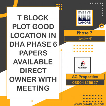 1 Kanal Residential Plot for Sale in Sector T -  Phase 7, Lahore - (DP-37495)