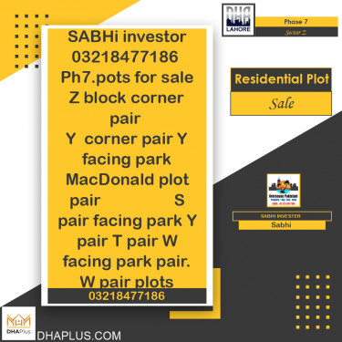 1 Kanal Residential Plot for Sale in Sector Z -  Phase 7, Lahore - (DP-37499)