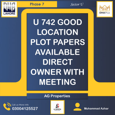 1 Kanal Residential Plot for Sale in Sector U -  Phase 7, Lahore - (DP-37501)