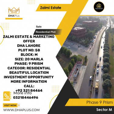 20 Marla Residential Plot for Sale in Sector M -  Phase 9 Prism, Lahore - (DP-37552)