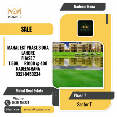 1 Kanal Residential Plot for Sale in Sector T -  Phase 7, Lahore - (DP-37558)