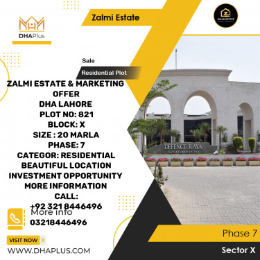 20 Marla Residential Plot for Sale in Sector X -  Phase 7, Lahore - (DP-37559)