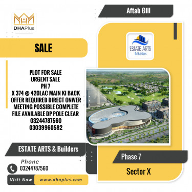 1 Kanal Residential Plot for Sale in Sector X -  Phase 7, Lahore - (DP-37571)