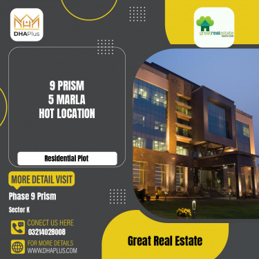 5 Marla Residential Plot for Sale in Sector K -  Phase 9 Prism, Lahore - (DP-37664)