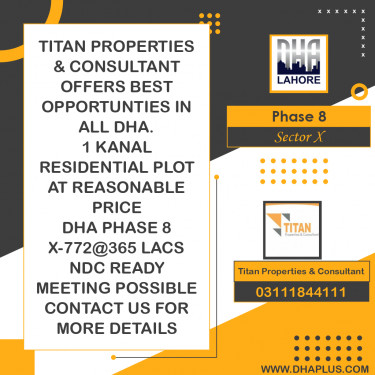 1 Kanal Residential Plot for Sale in Sector X -  Phase 8, Lahore - (DP-37697)