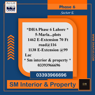 5 Marla Residential Plot for Sale in Sector E -  Phase 6, Lahore - (DP-37712)