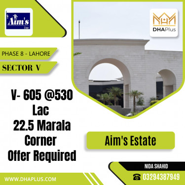 22.5 Marla Residential Plot for Sale in Sector V -  Phase 8, Lahore - (DP-37729)