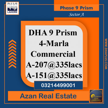 4 Marla Commercial Plot for Sale in Sector A -  Phase 9 Prism, Lahore - (DP-37740)