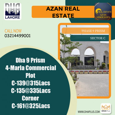 4 Marla Commercial Plot for Sale in Sector C -  Phase 9 Prism, Lahore - (DP-37741)